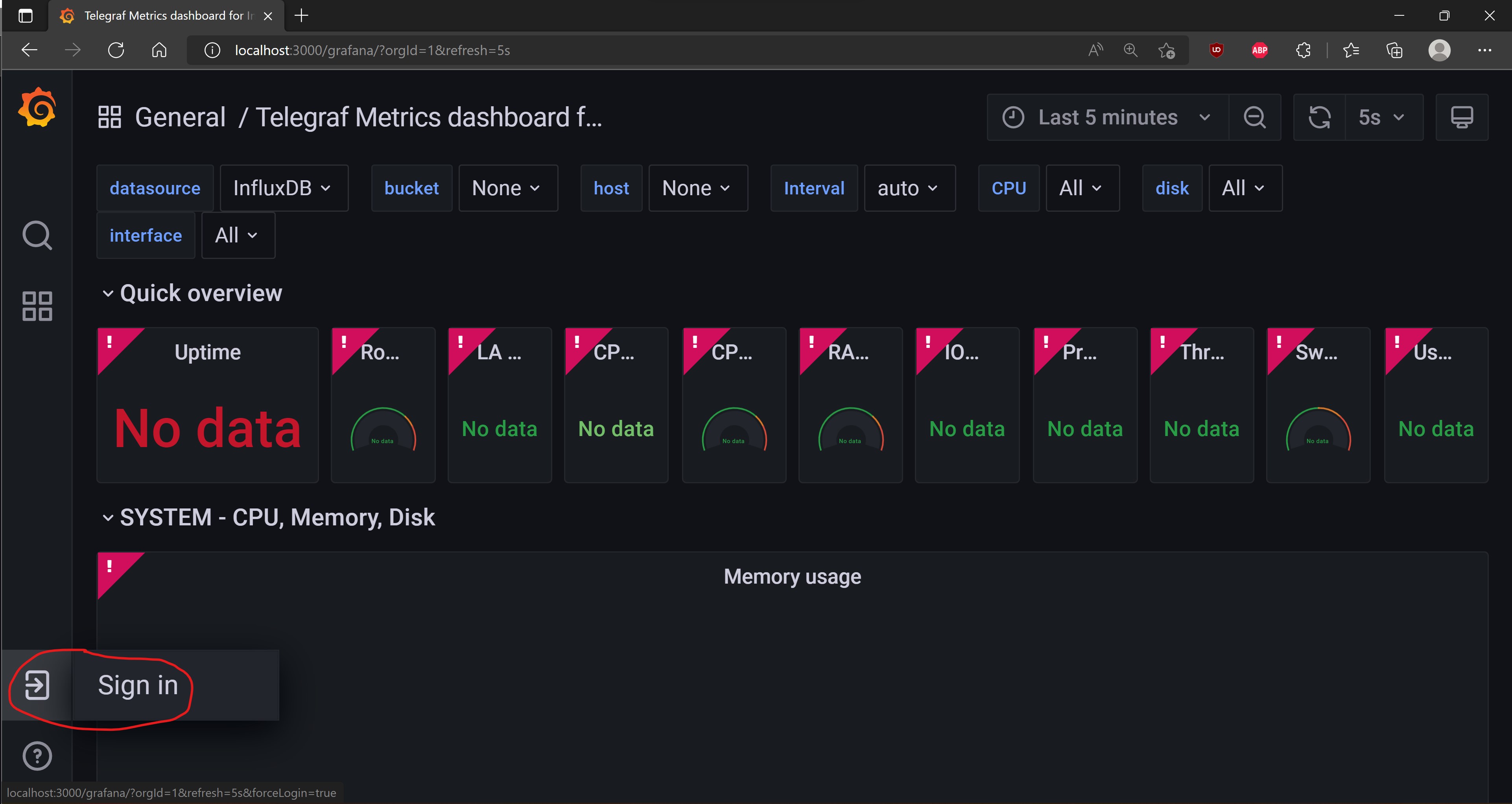 Grafana Sign In