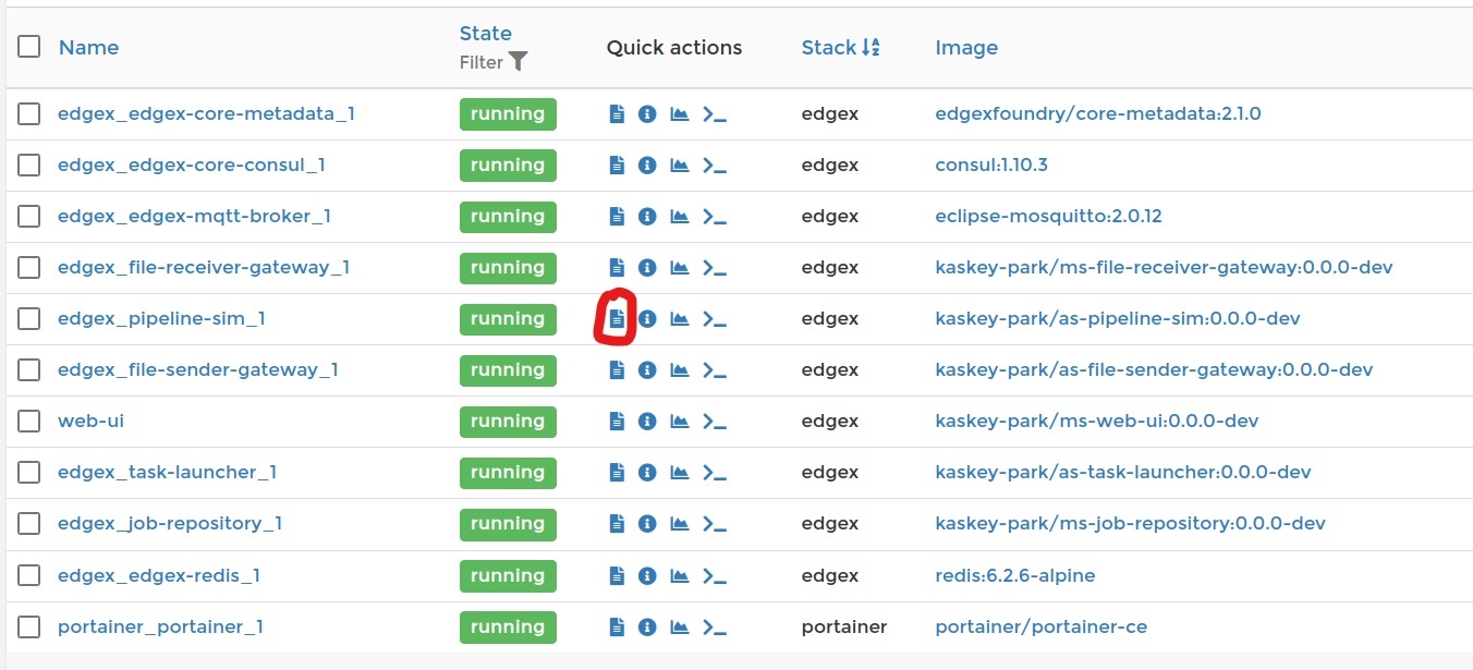 Figure 5: Portainer Log Icon