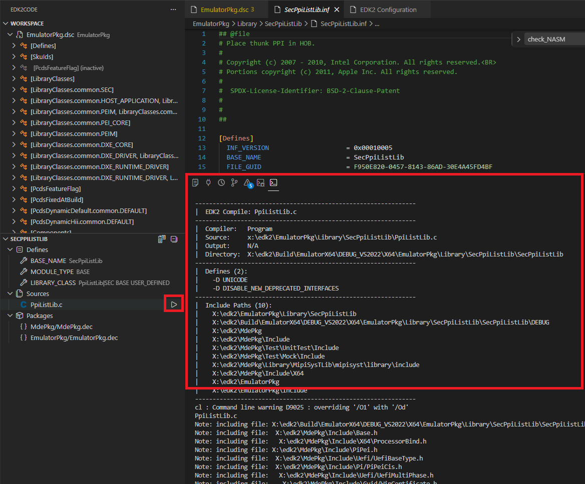 Compile EDK2 file button