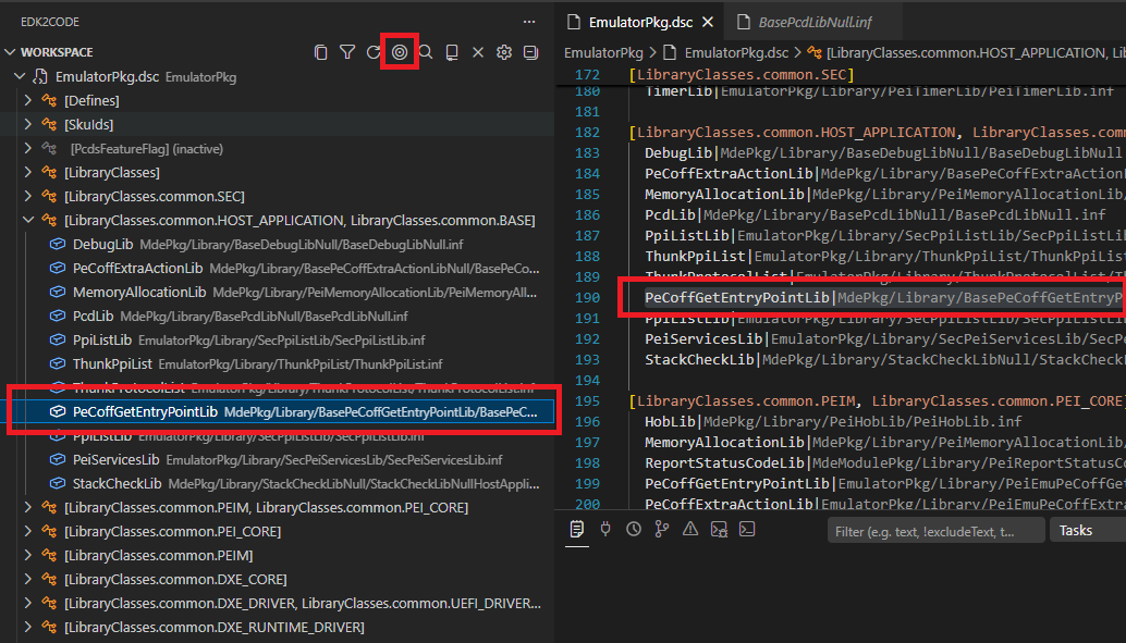 Reveal in workspace tree