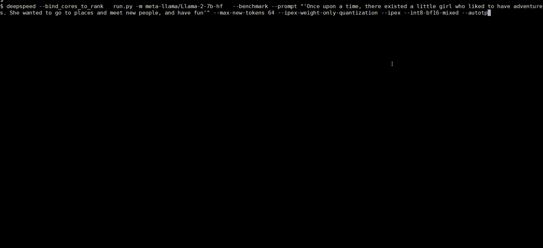 Distributed Inference with DeepSpeed with Weight Only Quantization INT8 on Llama 2 with AutoTP feature