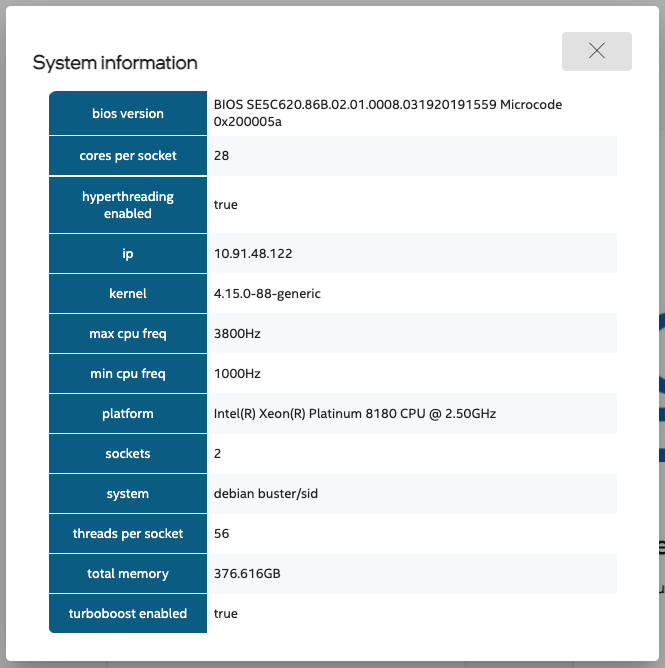 System info table