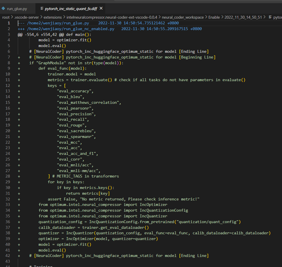 A specific Neural Coder enabling as a patch file