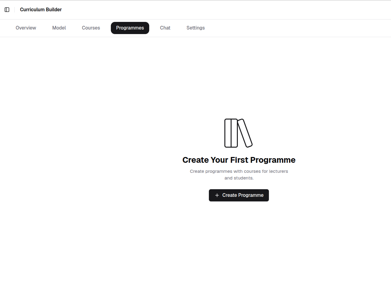 Programme page with the Create Programme button