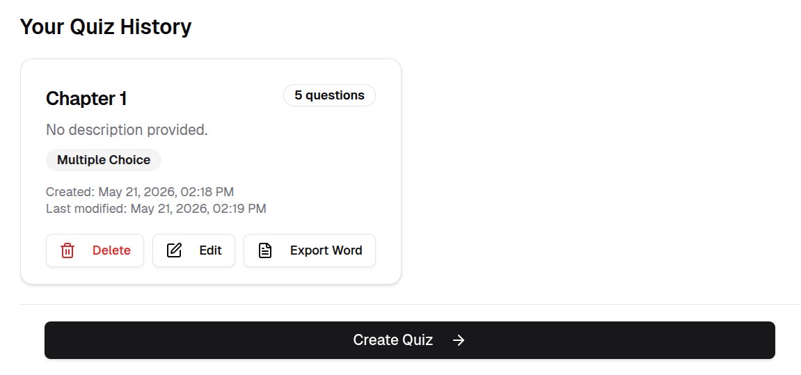 Quiz History