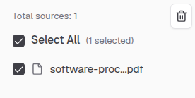 Sources list with checkbox selection