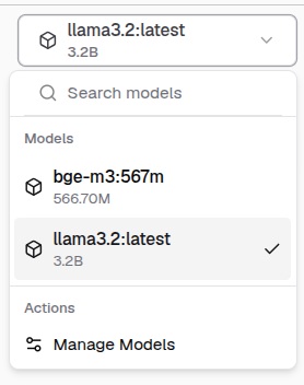 Model selector in the top-left corner of the Chat page