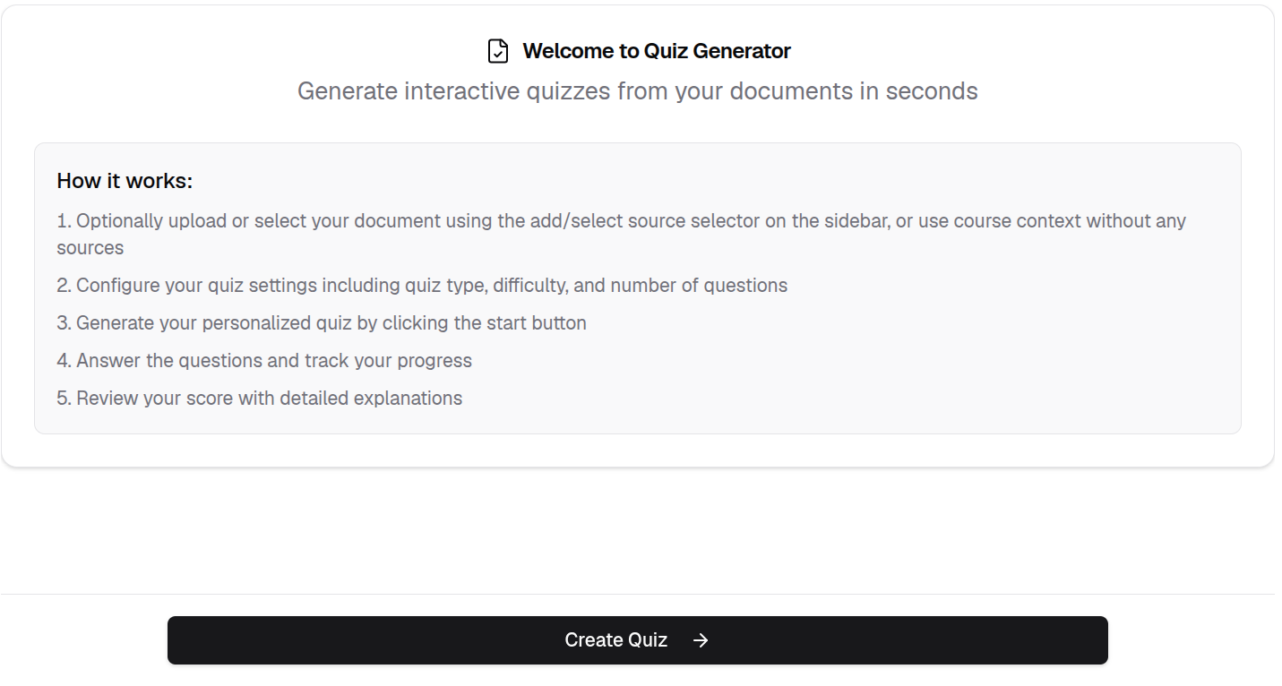 Generate quiz page